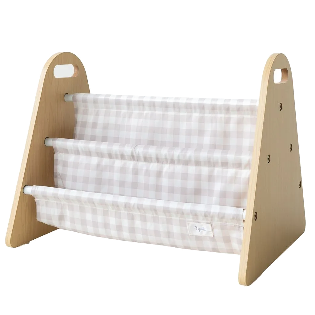 3 Sprouts Tosidig Bokhylle, Gingham Beige - bilde 1
